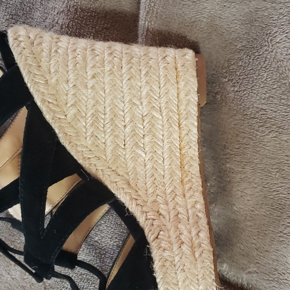 Ivanka Trump Suede Black Wedge Sandals - Picture 6 of 6
